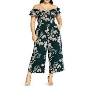 City Chic Fresh Fields Off the Shoulder Jumpsuit